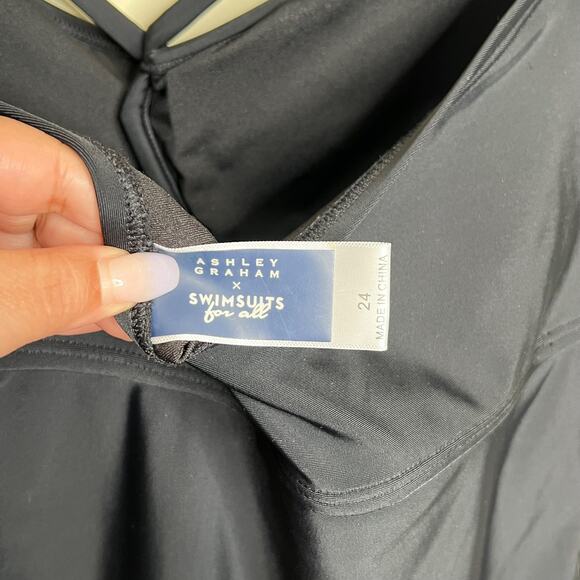 Ashley Graham x Swimsuits for All one piece Swimsuit Lattice Cutouts Size 24 - Picture 4 of 6